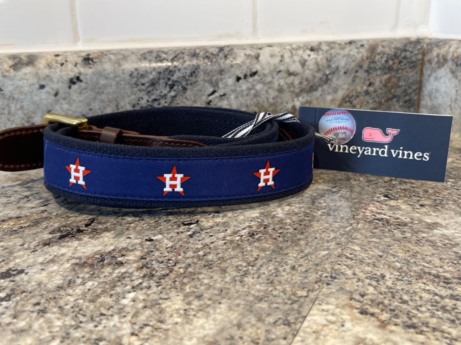 Men's Vineyard Vines Houston Astros MLB Canvas Team Belt - MSRP $58