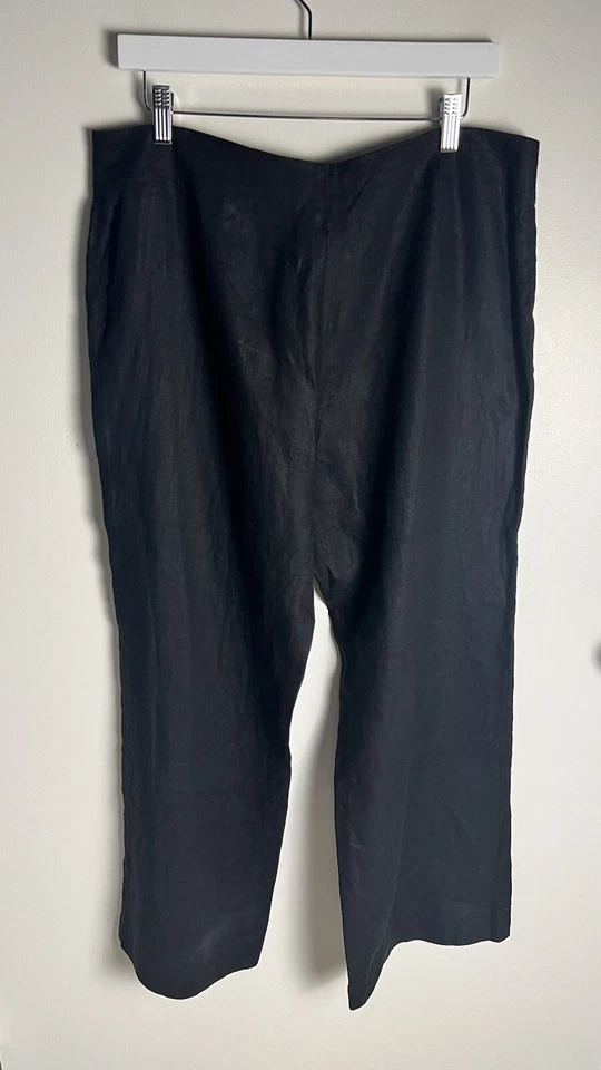 Philippe Adec Paris  Black High Rise Wide Leg 100% Linen Pants Size 12 NWOT - Image 2 of 4