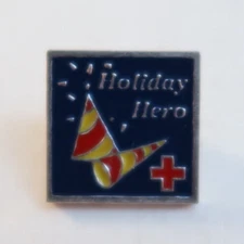 Holiday Hero Square Red Medical Cross Pin Lapel Brooch 0.75" Blue & Red