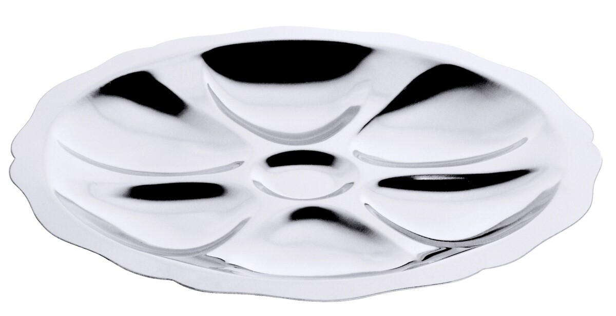 Austernplatte, Austernteller, Edelstahl 18/0, 6 Austern, Ø24 cm