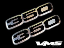 Vms 2 Chevy 350 Ci Cubic Inch Engine Aluminum Emblems Black Chrome Pair Sbc Set