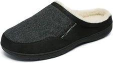 Men's Memory Foam Clog Slippers Fleece Fuzzy Slip On House Cozy Winter Shoes