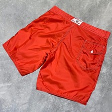Birdwell Beach Britches Board Shorts Mens 36 Drawstrings USA Made Nylon Orange