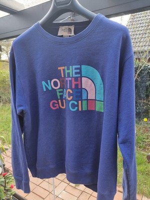 Gucci x The North Face Herren Pullover XL Blau Rundhals Logo Baumwolle