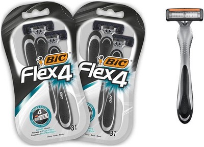 BIC Flex 4 Herren Einwegrasierer 6er Pack 4 Klingen Pivot Head Close Glatte Rasur