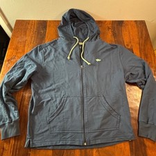 Saltwater Long Island Mens Navy Blue Full Zip Hoodie Nautical Fish Graphic Large