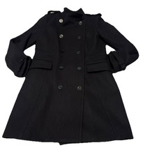 MNG Mango Women's Black Double Breasted Dressy Pea Coat Jacket Size US Medium