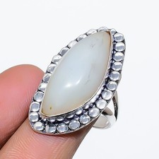 Rainbow Moonstone Gemstone Handmade 925 Sterling Silver Jewelry Ring 9 i166