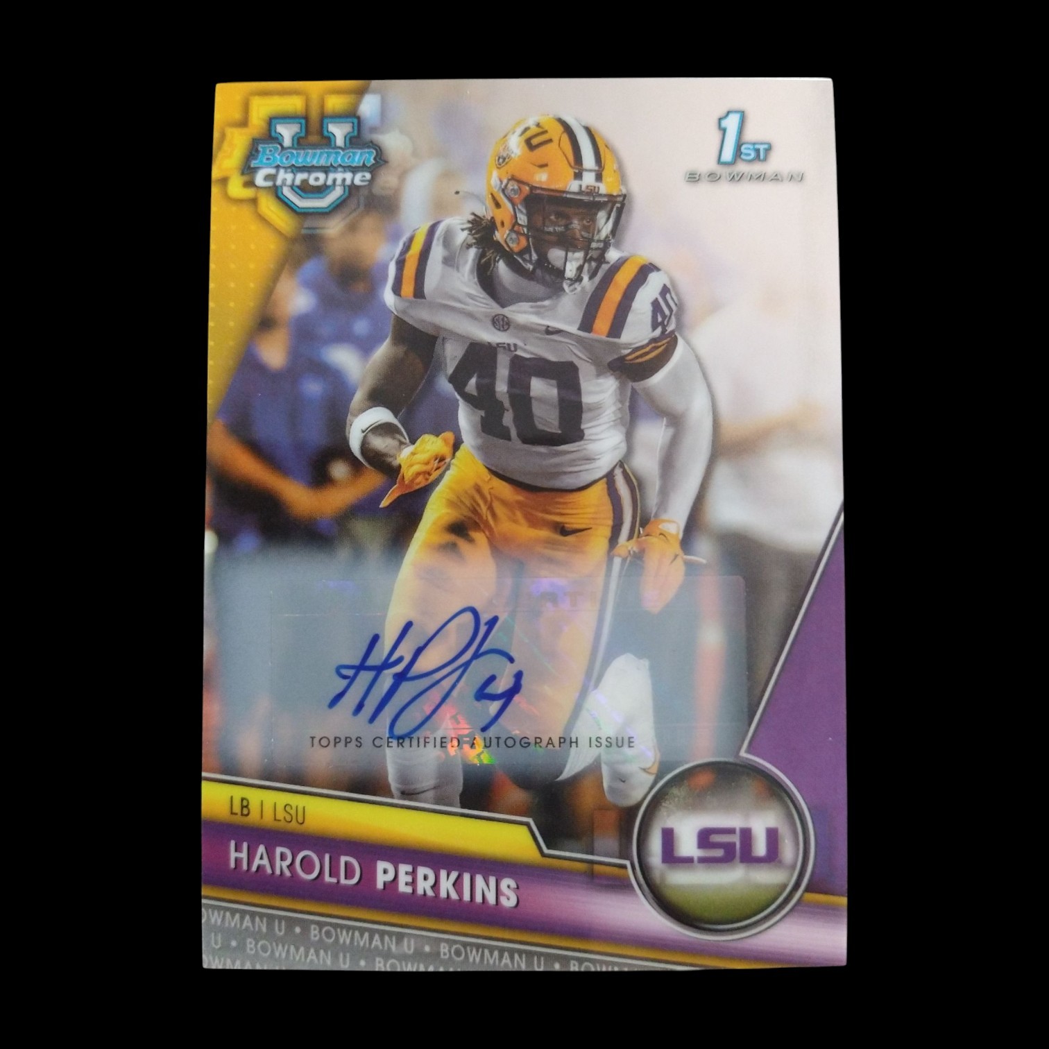 2023 Bowman Chrome U Harold Perkins LSU 1st Auto Autograph