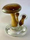 Vintage Murano-Style Art Glass Mushrooms Triple Paperweight Sculpture