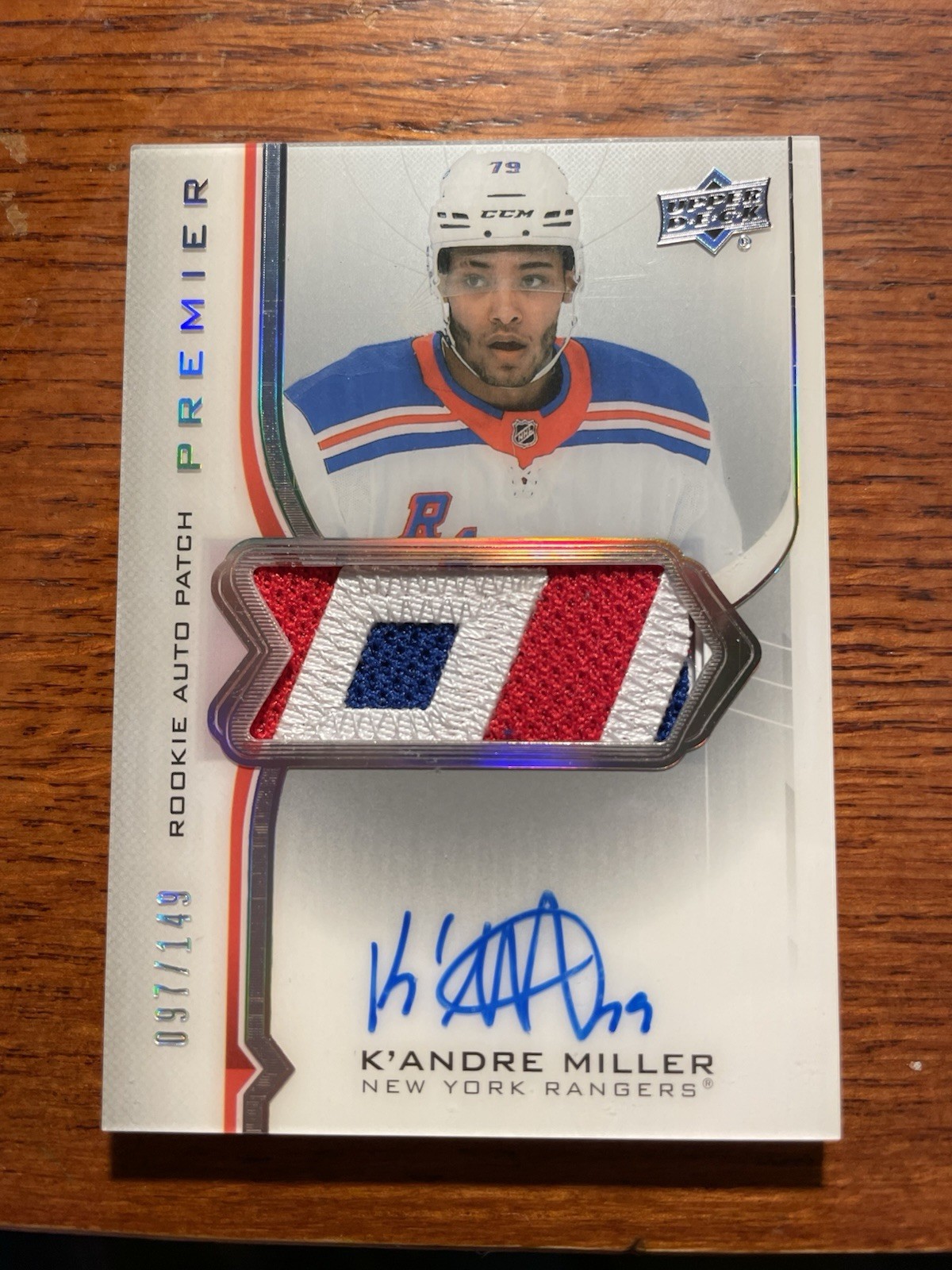 20-21 Upper Deck Premier - Rookie Auto Patch K'Andre Miller #AR-KM /149 Rangers