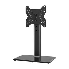 Universal Swivel TV Table Top Stand Adjustable Height Tempered Glass Base Holds