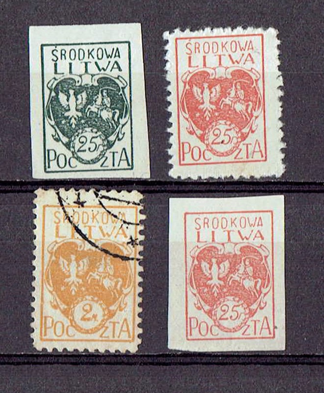 Central Lithuania Stamps. 1920 Collection of 4 old mostly MNH stamps