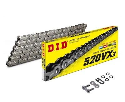 DID VX3 Motorrad X-Ringkette verstärkt offen 520 Teilung 112 Glieder Clipschloss - Bild 1 von 4