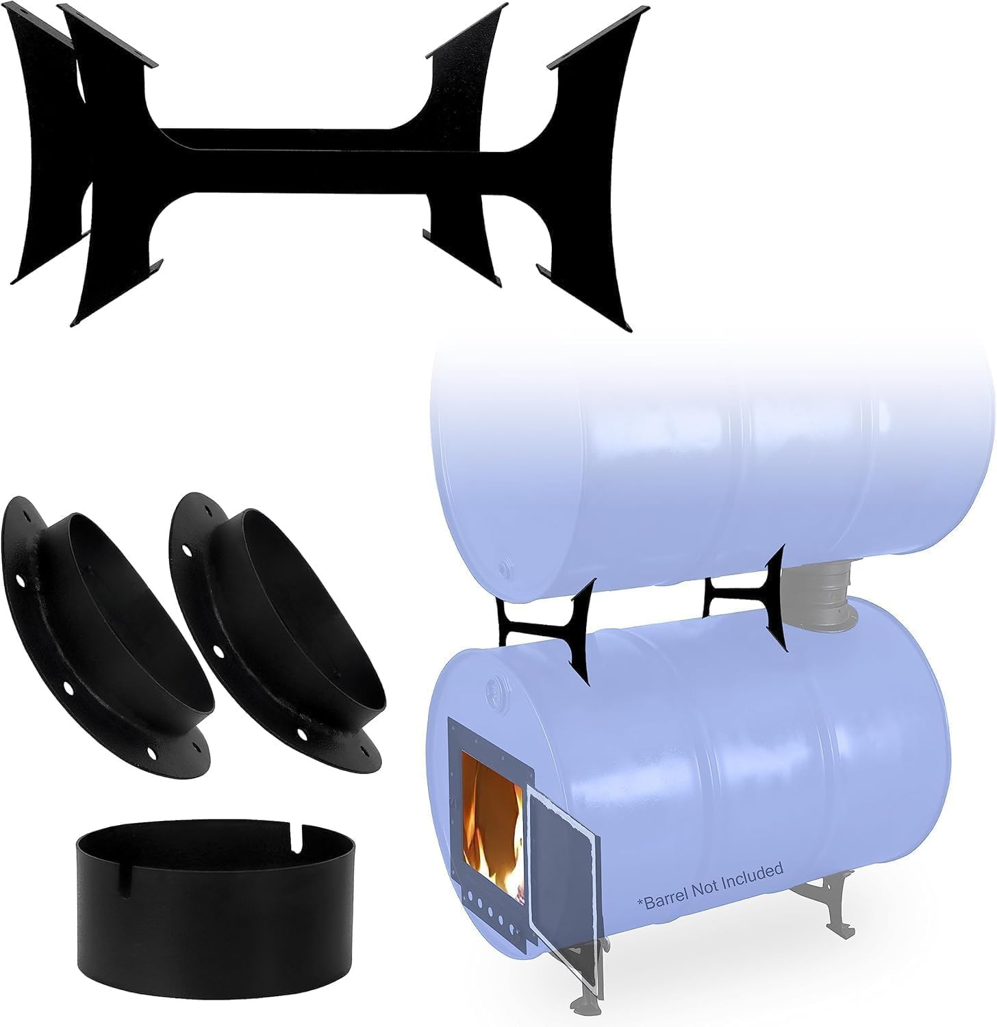 Barrel Stove Kit – Perfect for 30 to 55 Gallon Drums - Double Barrel Stove Adapt