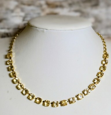Natural Yellow Citrine 14.7 Total Carats In 18K Gold Plated Classic Necklace 