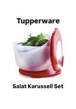 TUPPERWARE - D226 Salat Karussell 2 - Salatschleuder 3,9 L Rot Weiß mit Deckeln
