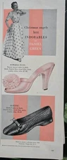 1954 Women's Daniel Green Powder Puff Quiltie bedroom slippers shoes vintage ad 