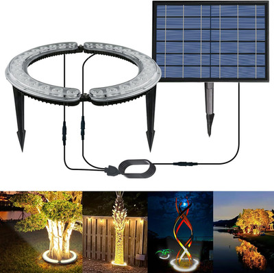 Solar Palm Tree Lights Outdoor, 12000 Mah & 32 Leds Warm Light Outdoor Uplight L