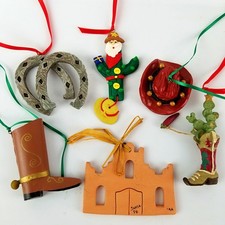Southwestern Christmas Ornaments Set of 6 Cowboy Boot Cactus Santa Fe Western