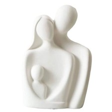 Family of 3 Figurines,Hand-Painted Parents and Kids Family of 3-white