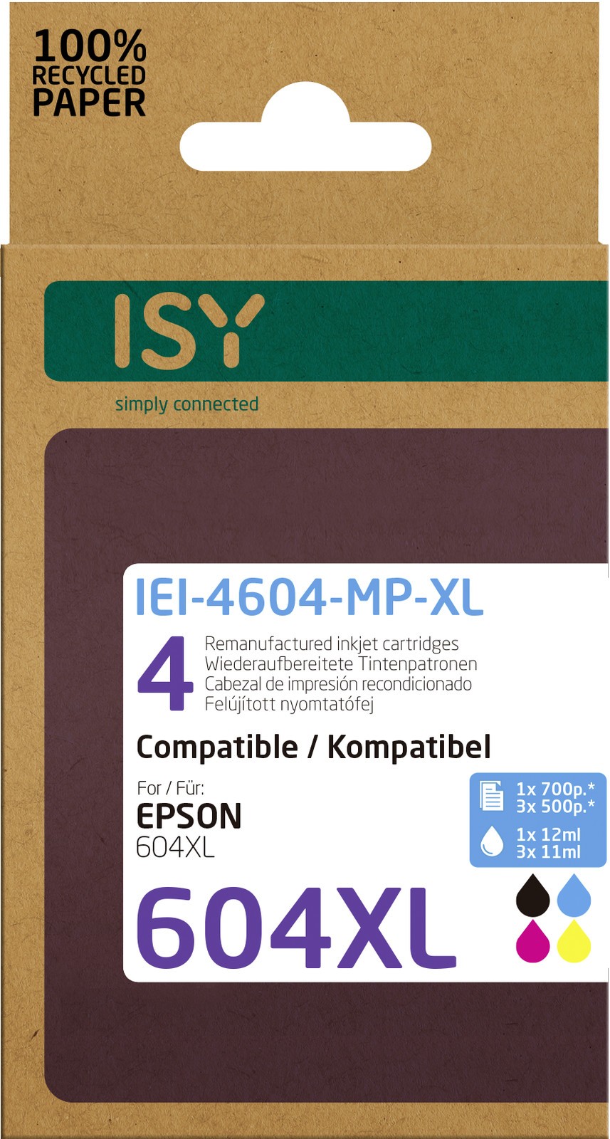 ISY IEI-4604-MP-XL Тонировочный патрон 1x Schwarz 3x Тонировочный патрон Farbig C13T1 4890₽