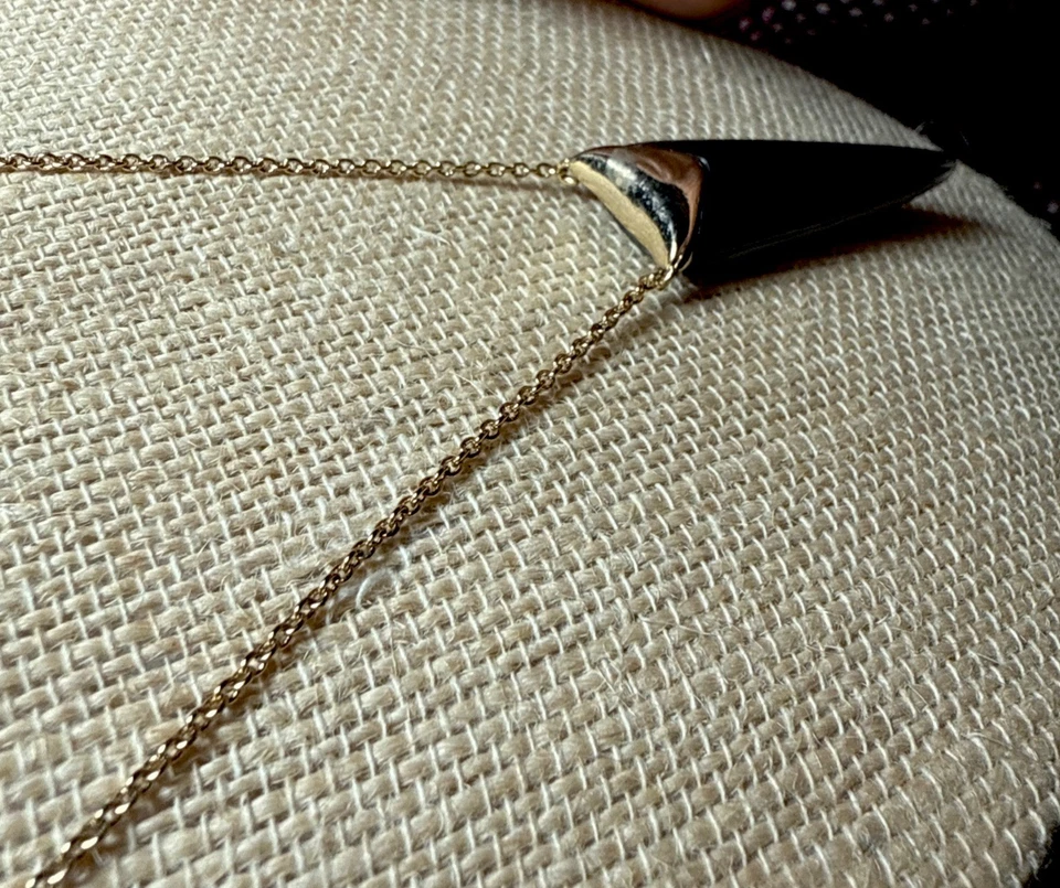 Collar Largo 100% Auténtico Alexis Bittar Acanalado Lucita Oro Tapa Pico Usado en Excelente Condición Foto 3 de 4