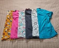 Medical Scrub Tops Women's Size XL Lot of 6 Assorted Colors Styles