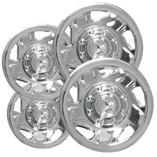 Brand New Set Of 4 Semi-universal 16 Inch Chrome Snap-on Hubcaps With 5 Spokes