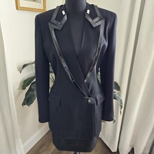 Vintage Claude Montana Paris Designer Skirt Suit Made In Italy Sz 4/6