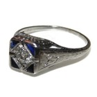 Vintage Estate Sapphire Old Mine Diamond Ring in Platinum Size 7 Jewelry — photo 2