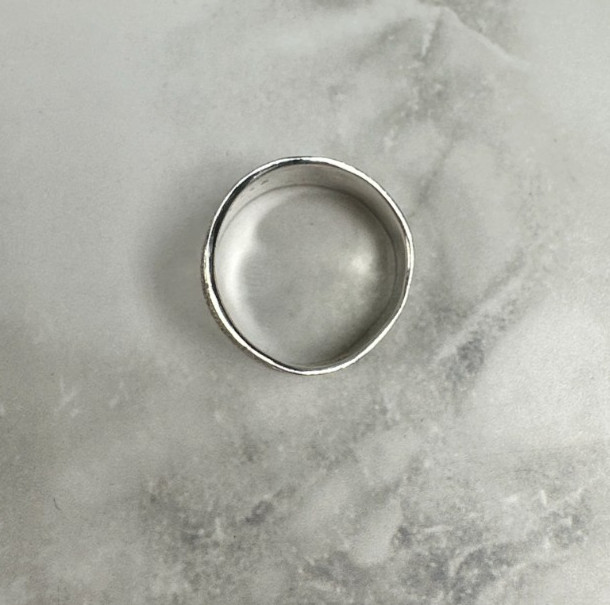 Sterling Silver Textured Wide Solid Ring Band - S… - image 5