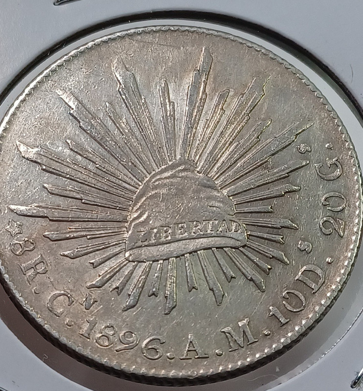 1896 Cn AM Mexico 8 Reales  AU/UNC  KM377.3  JBtr22