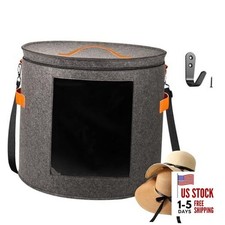 Oversized Hat Storage Box for Women  Men  19" D x 17" H Cowboy Hat Boxes Gray