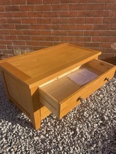 Solid Wood Oak TV Stand with 2 Drawers Corner TV Unit