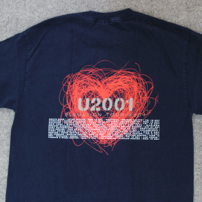 U2 Band Tee M VTG Y2K 2001 Elevation Tour 2-SIDED Rock Concert Merch T Shirt