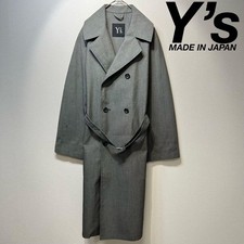Y's Yohji Yamamoto All-over print belted double-breasted long trench coat