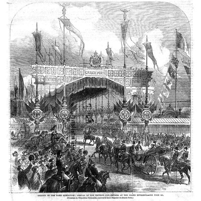 PARIS Ausstellungseröffnung von Kaiser & Kaiserin - antiker Druck 1867
