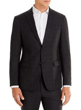 John Varvatos Star Usa Mens Shadow Plaid Slim Fit Suit Jacket 38 Regular Black