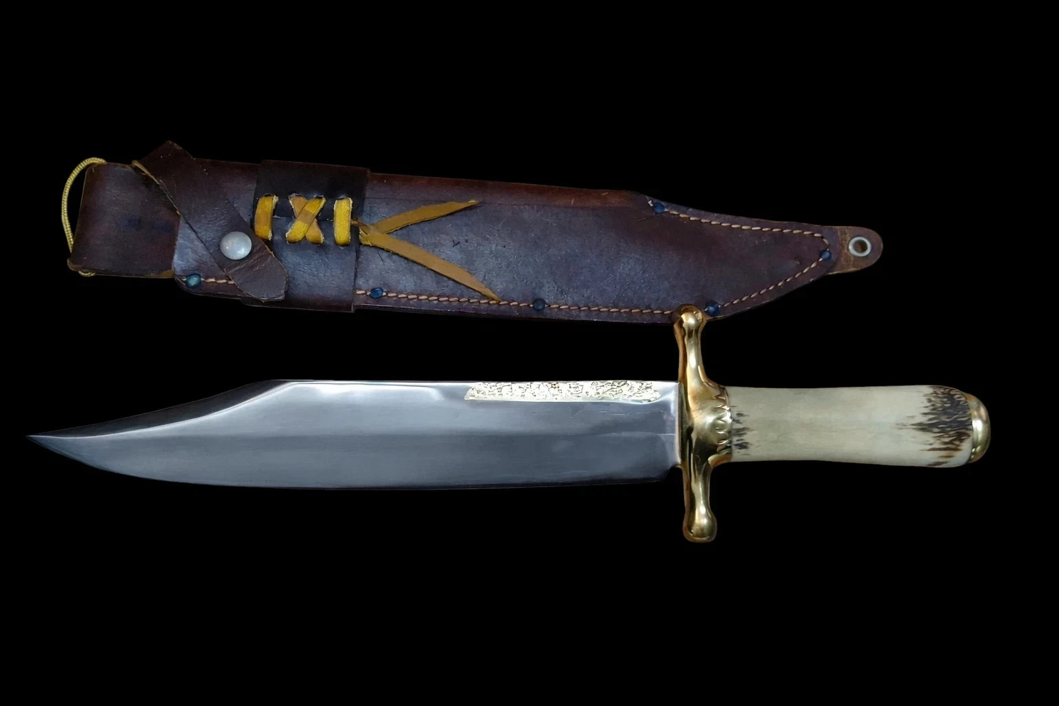 Custom Handmade Carbon Steel Bowie Ruana Inspired Stag Handle Hunting Knife