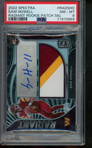 2022 Panini Spectra Sam Howell Radiant Rookie Patch Auto /99 PSA 8 #RAD-SHO