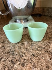 2 Vintage Fire King Jadeite Jadite Custard Cups Bowls Dishes