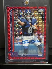 2025 Topps Chrome Football Jaxson Dart Red Rookie Autograph /5 Giants
