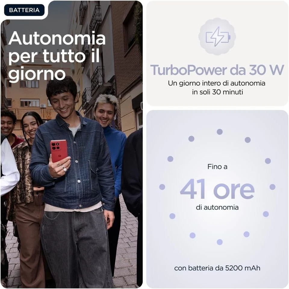 Smartphone Cellulare Motorola Moto G86 5G 8+256GB 6,67" Android Cosmic Sky - Immagine 4 di 4