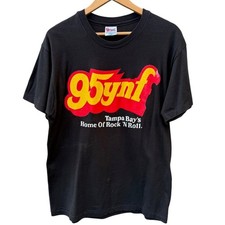 Tampa Bay 95YNF Rock N Roll Radio Station Vintage 90s black t-shirt Size Large