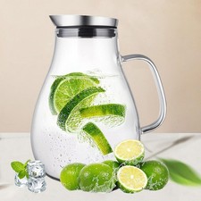 Glass Jug with Lid Water Carafe Jug for Hot/Cold Water Pitcher Carafe Water Jug