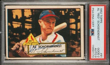 1952 Topps Red Schoendienst HOF Signed Baseball Card Certified PSA 2 DNA 9 Auto