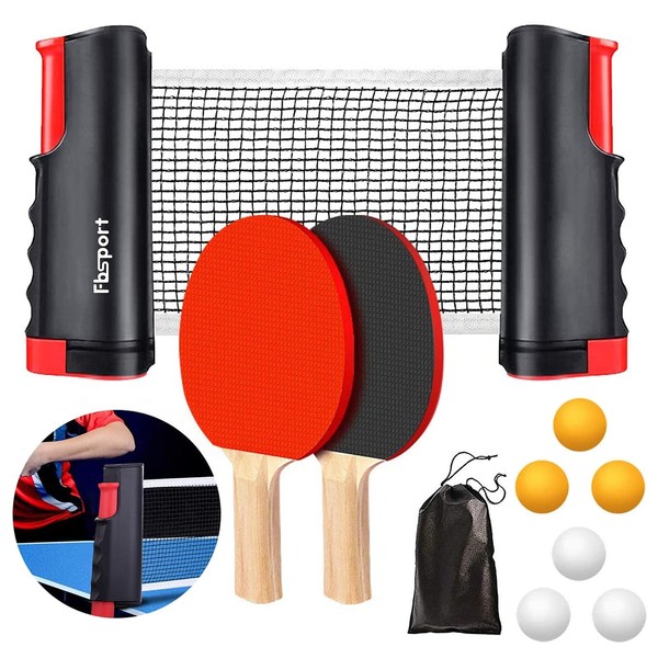 Tischtennis Set Erwachsene Indoor Outdoor SchläGer Netz BäLle Tragetasche 6 Stk-image
