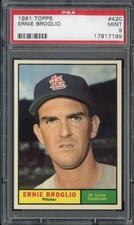 1961 TOPPS #420 ERNIE BROGLIO PSA 9 CARDINALS *B61419