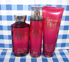 Bath  Body Works FOREVER RED Body Cream Shower Gel Fragrance Mist Lot of 3